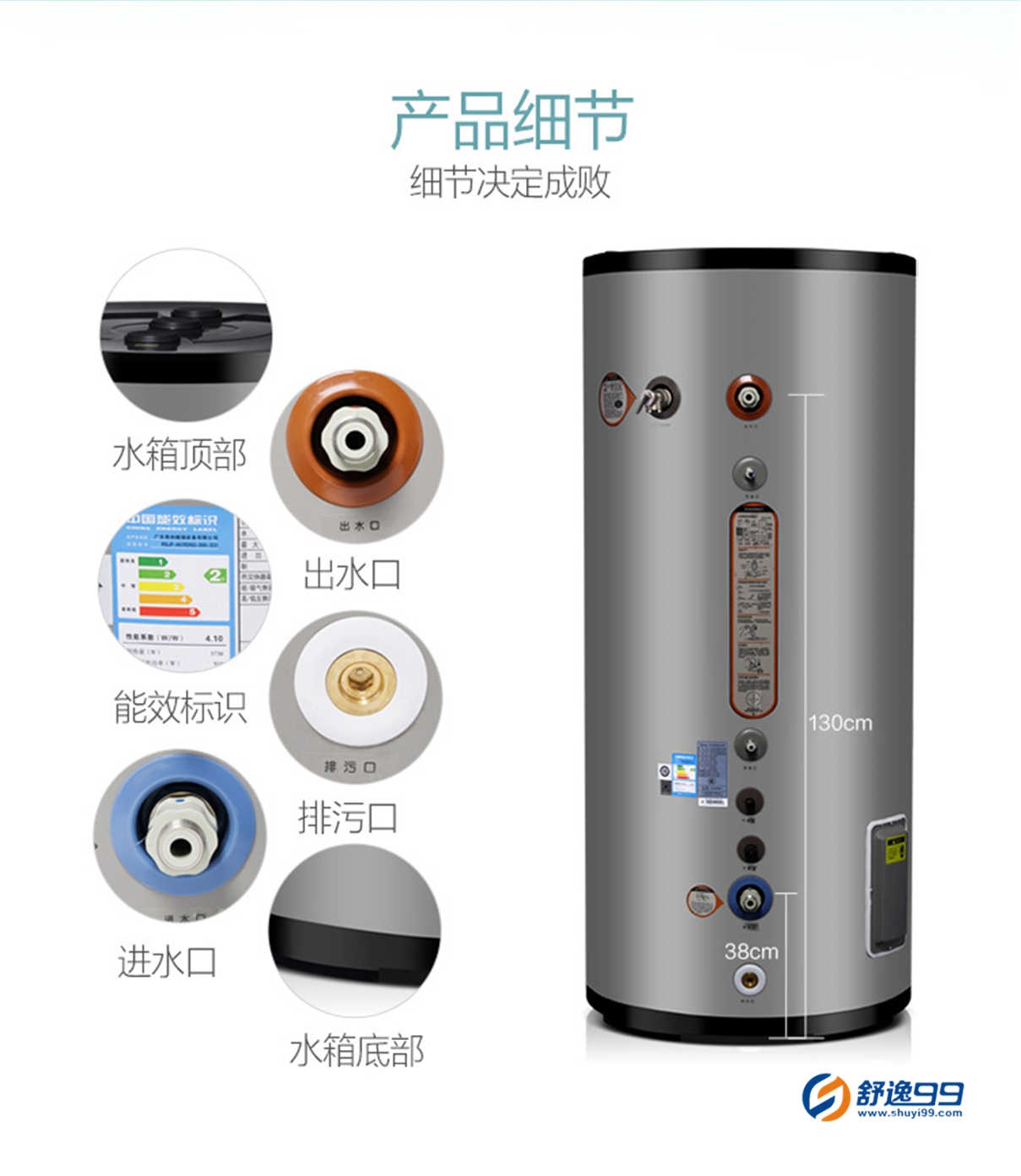 美的（midea）300升空氣能熱水器逸泉別墅機商用機70度高溫  RSJF-40/RDN3-300/E(E2)